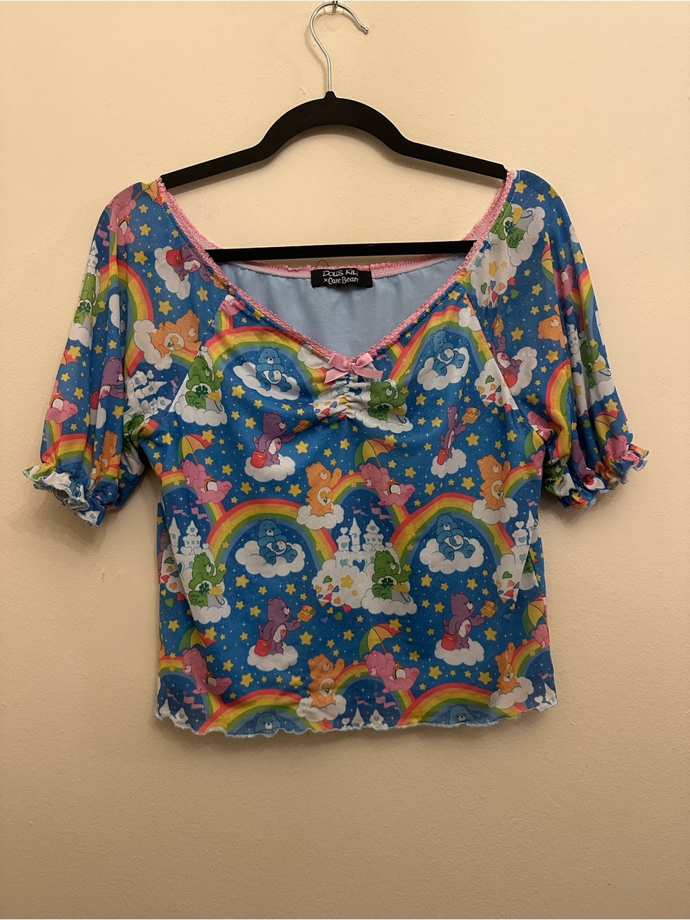 Dolls Kill x Care Bears 1X Mesh Crop Top Rainbow Y2K Kawaii Kidcore Cartoon